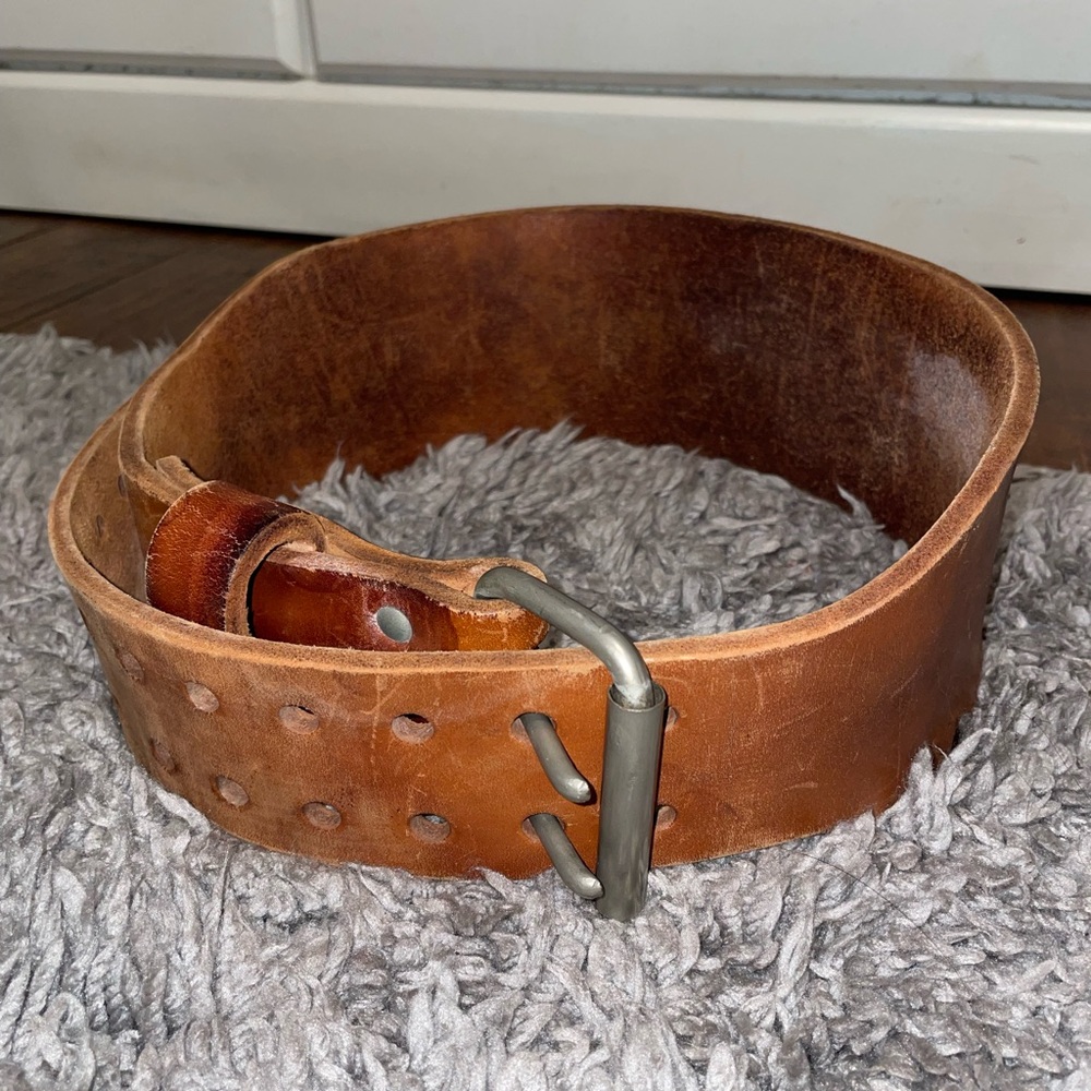 Vintage genuine leather weight lifting belt